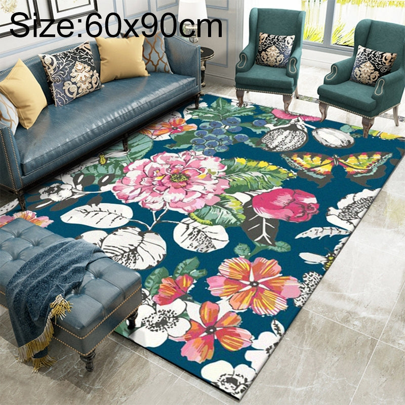 ELECTROPRIME Country Flower Butterfly Door Mat Non-slip Floor Carpet, Size:60x90cm