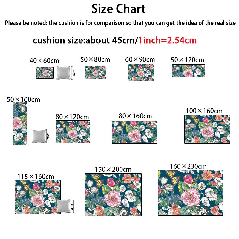 ELECTROPRIME Country Flower Butterfly Door Mat Non-slip Floor Carpet, Size:80x160cm