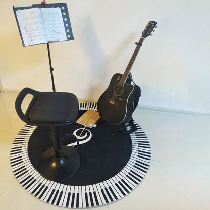 ELECTROPRIME Music Symbol Piano Key  Round Carpet  Home Bedroom Mat Floor Decoration Rug, Diameter: 60cm(Round Piano)
