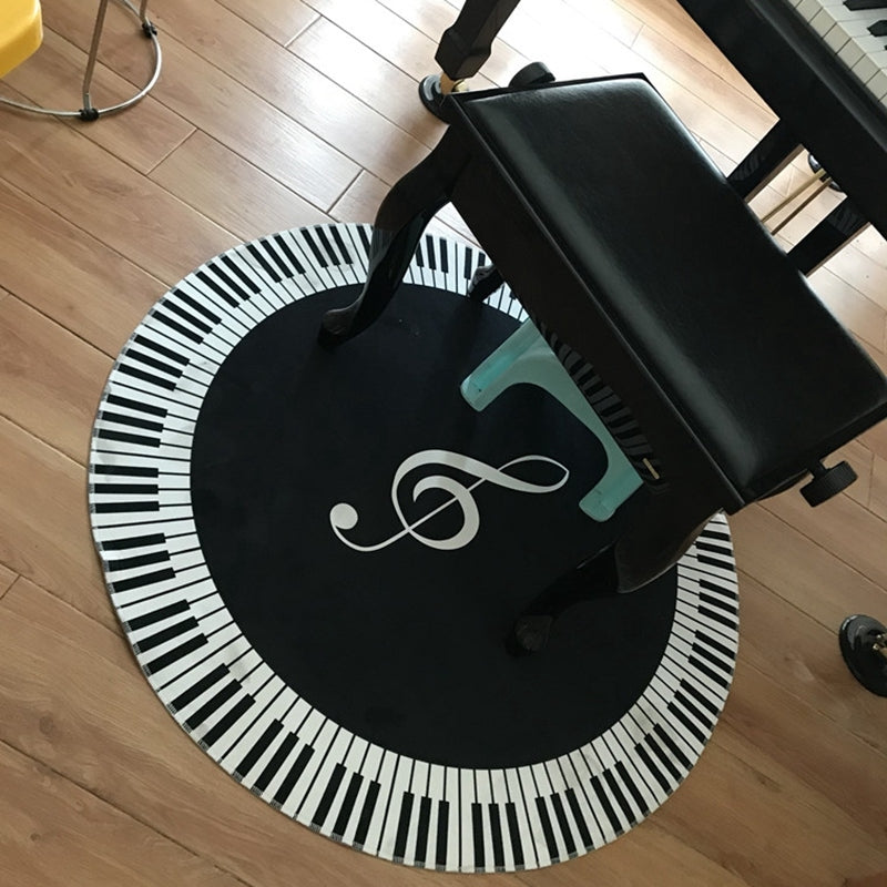 ELECTROPRIME Music Symbol Piano Key  Round Carpet  Home Bedroom Mat Floor Decoration Rug, Diameter: 80cm(Round Piano)