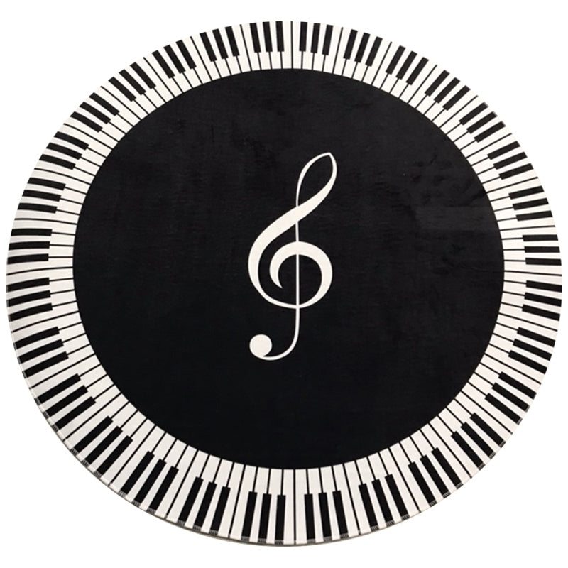 ELECTROPRIME Music Symbol Piano Key  Round Carpet  Home Bedroom Mat Floor Decoration Rug, Diameter: 80cm(Round Piano)