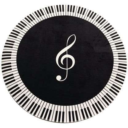 ELECTROPRIME Music Symbol Piano Key  Round Carpet  Home Bedroom Mat Floor Decoration Rug, Diameter: 80cm(Round Piano)