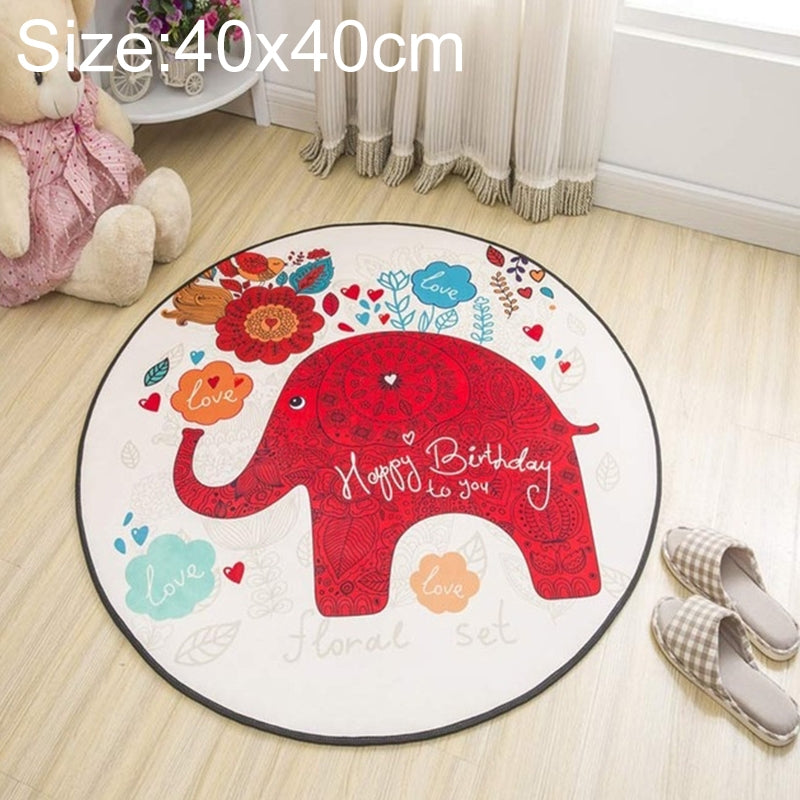 ELECTROPRIME Circular Water Uptake Carpet  Floot Mat Cartoon Door Mat, Diameter: 40cm(Elephant)