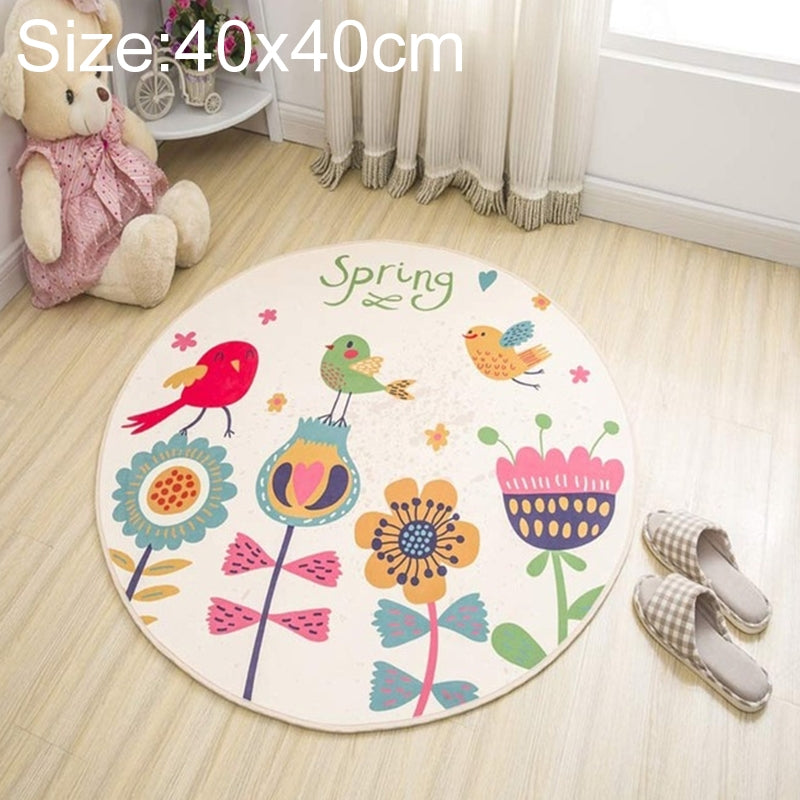 ELECTROPRIME Circular Water Uptake Carpet  Floot Mat Cartoon Door Mat, Diameter: 40cm(Bird)