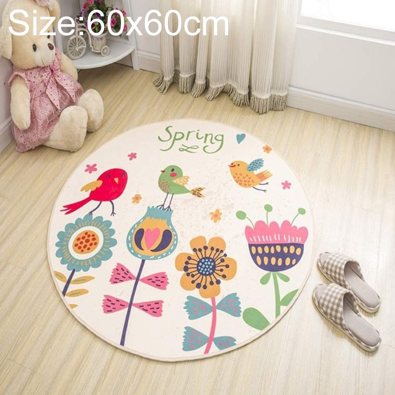 ELECTROPRIME Circular Water Uptake Carpet  Floot Mat Cartoon Door Mat, Diameter: 60cm(Bird)
