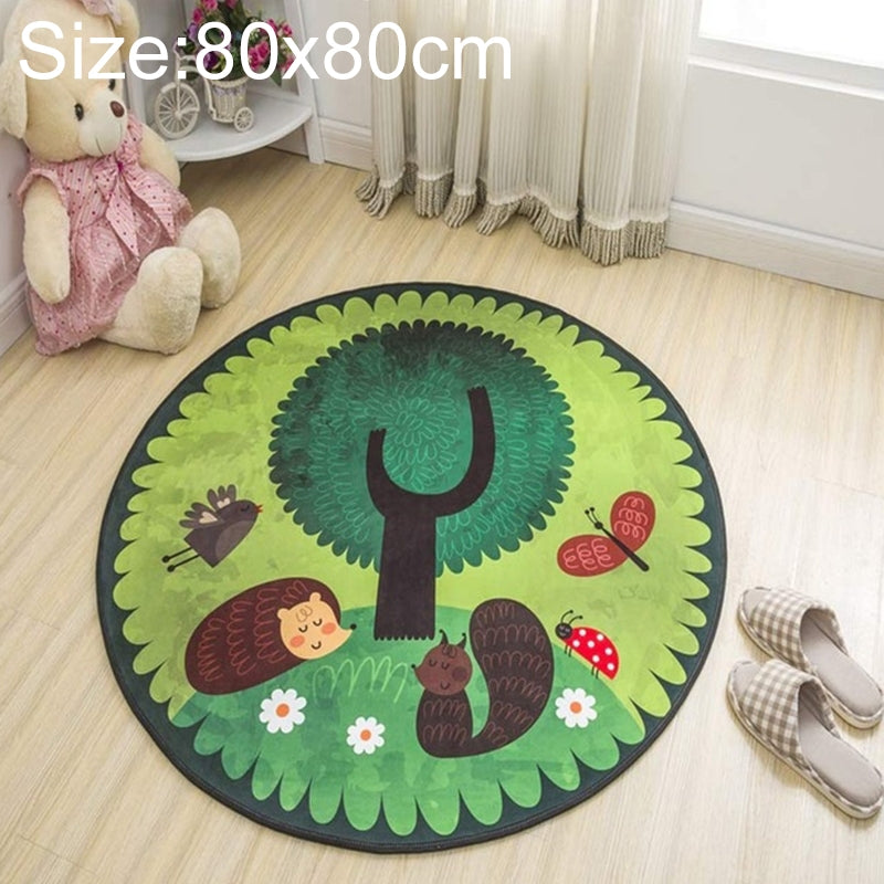 ELECTROPRIME Circular Water Uptake Carpet  Floot Mat Cartoon Door Mat, Diameter: 80cm(Hedgehog)