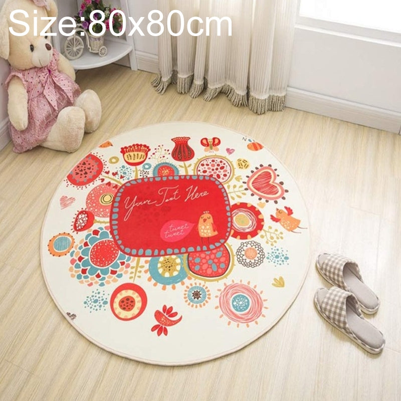 ELECTROPRIME Circular Water Uptake Carpet  Floot Mat Cartoon Door Mat, Diameter: 80cm(Flower)