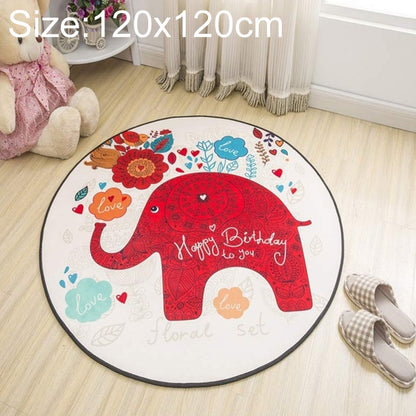 ELECTROPRIME Circular Water Uptake Carpet  Floot Mat Cartoon Door Mat, Diameter: 120cm(Elephant)