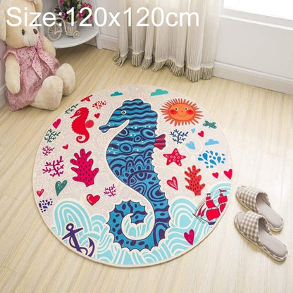 ELECTROPRIME Circular Water Uptake Carpet  Floot Mat Cartoon Door Mat, Diameter: 120cm(Seahorse)
