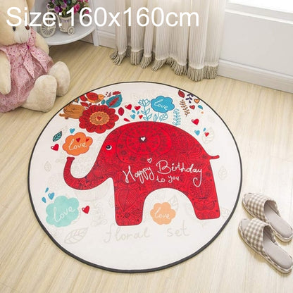 ELECTROPRIME Circular Water Uptake Carpet  Floot Mat Cartoon Door Mat, Diameter: 160cm(Elephant)