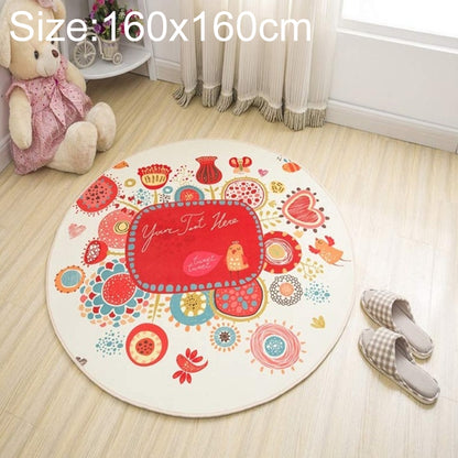 ELECTROPRIME Circular Water Uptake Carpet  Floot Mat Cartoon Door Mat, Diameter: 160cm(Flower)