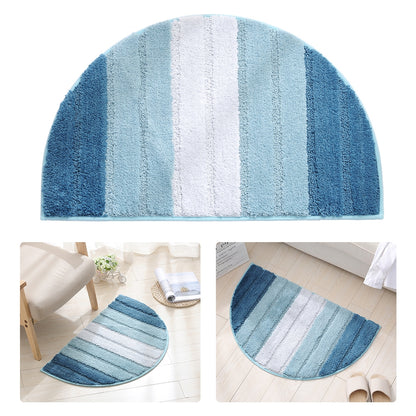 ELECTROPRIME Stripe Pattern Non Slip Microfiber Semi Elliptical Kitchen Dining Room Mat, Size:50x80cm(Light Blue)