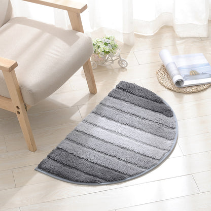 ELECTROPRIME Stripe Pattern Non Slip Microfiber Semi Elliptical Kitchen Dining Room Mat, Size:50x80cm(Light Grey)