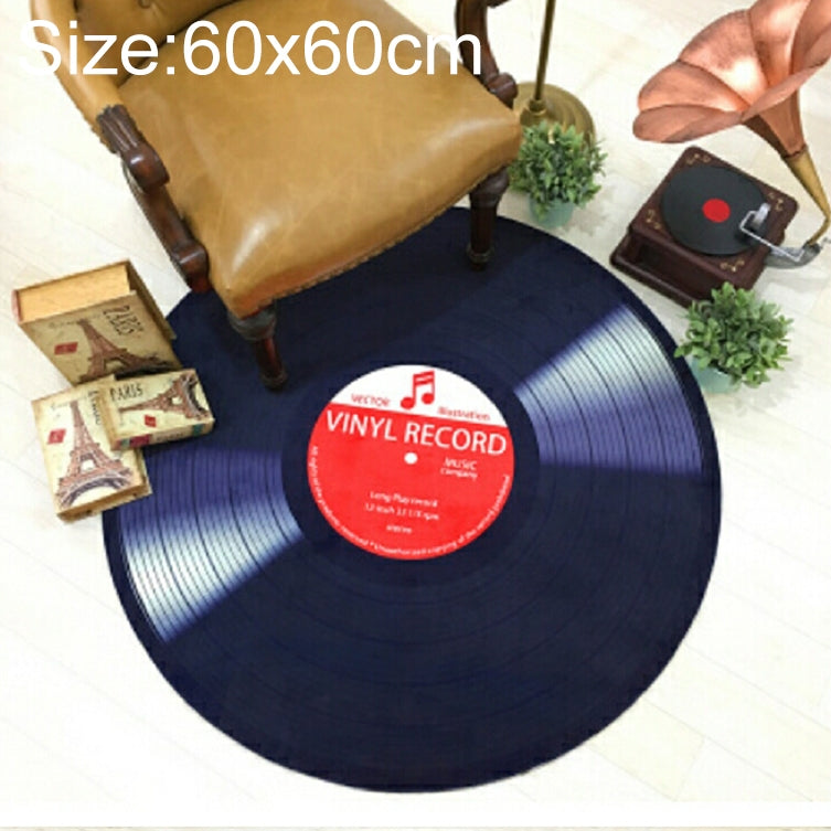 ELECTROPRIME Creative Retro 3D DVR Record Carpet Round CD Floor Mat Home Decor Living Room Kid Bedroom Decoration  Rug, Diameter 60cm(Red)