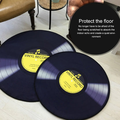ELECTROPRIME Creative Retro 3D DVR Record Carpet Round CD Floor Mat Home Decor Living Room Kid Bedroom Decoration  Rug, Diameter 60cm(Black+White)