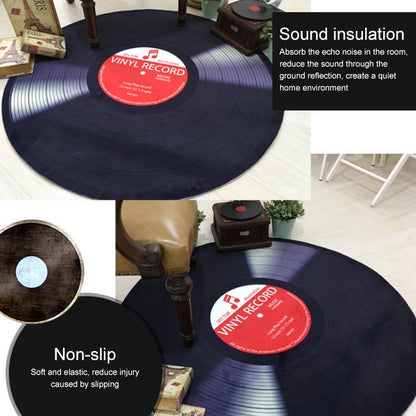 ELECTROPRIME Creative Retro 3D DVR Record Carpet Round CD Floor Mat Home Decor Living Room Kid Bedroom Decoration  Rug, Diameter 60cm(Black+White)