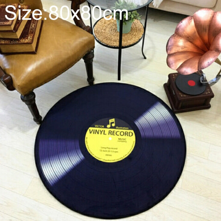 ELECTROPRIME Creative Retro 3D DVR Record Carpet Round CD Floor Mat Home Decor Living Room Kid Bedroom Decoration  Rug, Diameter 80cm(Yellow)