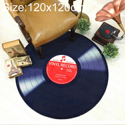 ELECTROPRIME Creative Retro 3D DVR Record Carpet Round CD Floor Mat Home Decor Living Room Kid Bedroom Decoration  Rug, Diameter 120cm(Red)