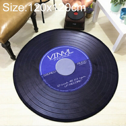 ELECTROPRIME Creative Retro 3D DVR Record Carpet Round CD Floor Mat Home Decor Living Room Kid Bedroom Decoration  Rug, Diameter 120cm(Blue)