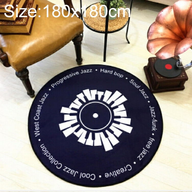 ELECTROPRIME Creative Retro 3D DVR Record Carpet Round CD Floor Mat Home Decor Living Room Kid Bedroom Decoration  Rug, Diameter 180cm(Black+White)
