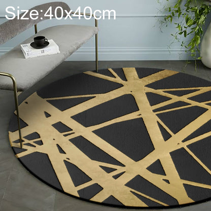 ELECTROPRIME Luxury 3D Round Carpets Nordic style Pattern Rug, Color:Black Golden, Size:Diameter: 40cm