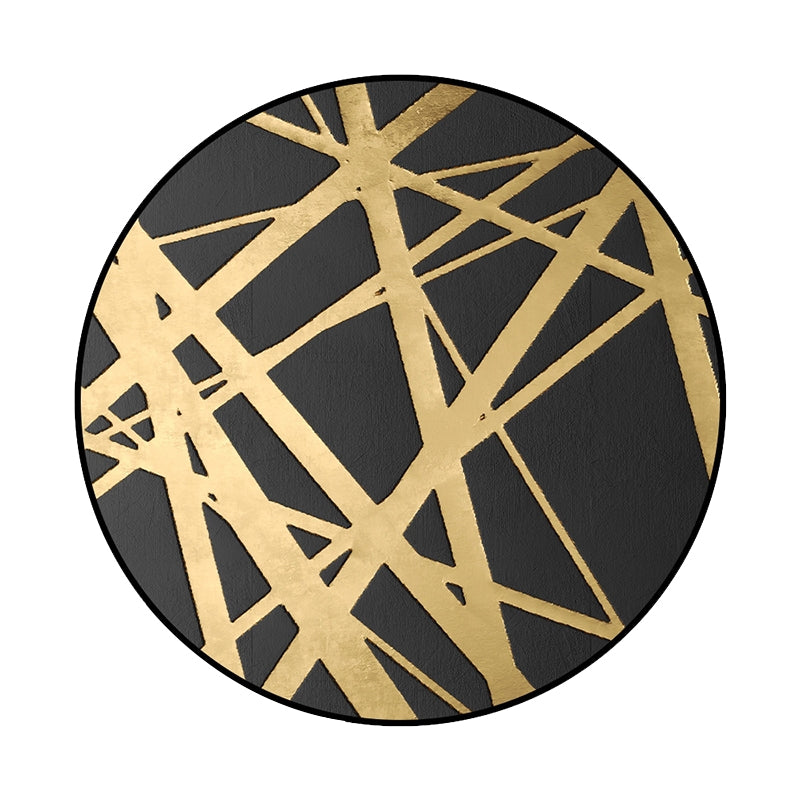 ELECTROPRIME Luxury 3D Round Carpets Nordic style Pattern Rug, Color:Black Golden, Size:Diameter: 120cm