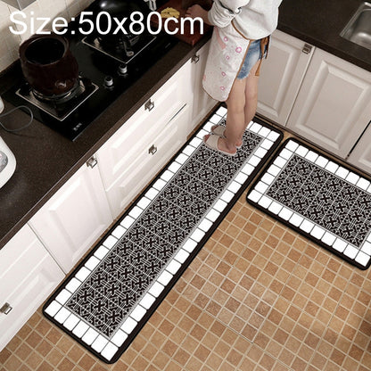 ELECTROPRIME Geometric Lattice Carpet Kitchen Bath Antiskid Mat, Size:50x80cm(Geometric European)