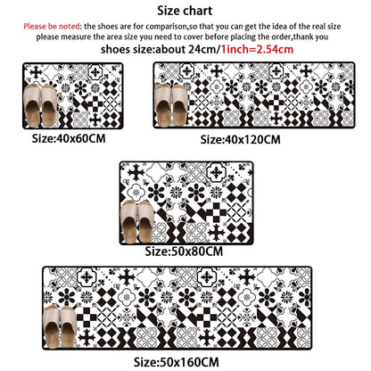 ELECTROPRIME Geometric Lattice Carpet Kitchen Bath Antiskid Mat, Size:50x80cm(Geometric Gray)