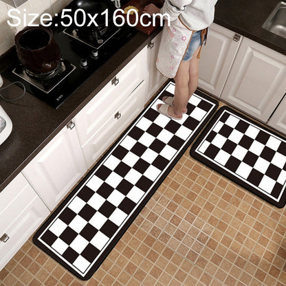 ELECTROPRIME Geometric Lattice Carpet Kitchen Bath Antiskid Mat, Size:50x160cm(Black White Plaid)