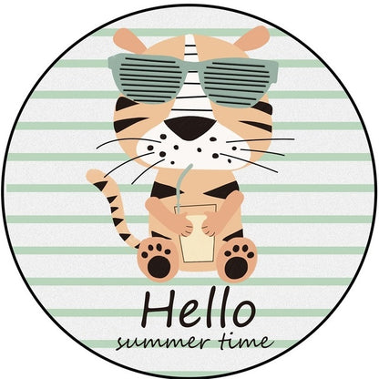 ELECTROPRIME Cartoon Pattern Round Soft Fluffy Crystal Velvet Home Rugs Child Room Game Carpets, Size:Diameter: 40cm(Tiger)
