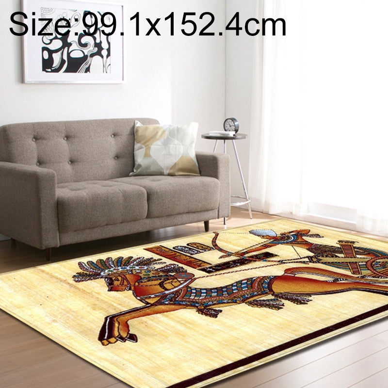 ELECTROPRIME Retro Mat Flannel Velvet Carpet Play Basketball Game Mats Baby Crawling Bed Rugs, Size:99.1x152.4cm(Shoot Horses Tribe)