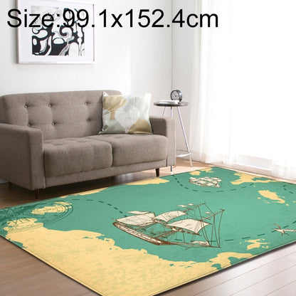 ELECTROPRIME Retro Mat Flannel Velvet Carpet Play Basketball Game Mats Baby Crawling Bed Rugs, Size:99.1x152.4cm(Sailing)