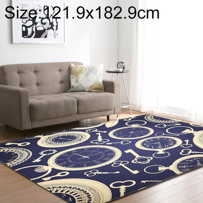 ELECTROPRIME Retro Mat Flannel Velvet Carpet Play Basketball Game Mats Baby Crawling Bed Rugs, Size:121.9x182.9cm(Time Clocks)