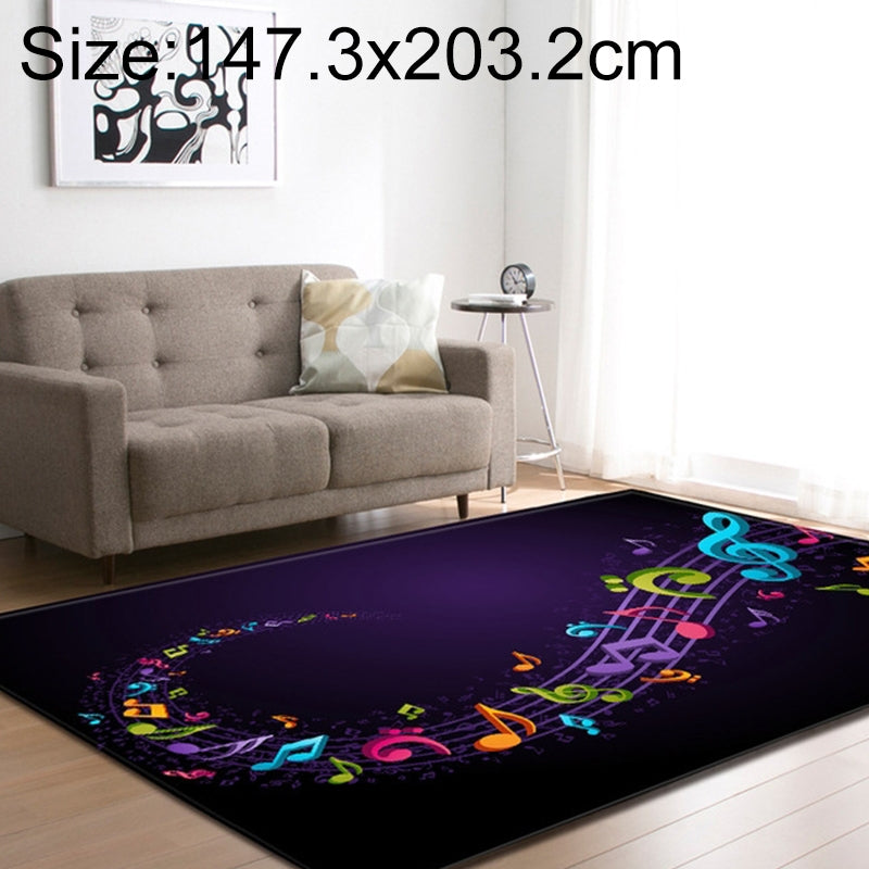 ELECTROPRIME Retro Mat Flannel Velvet Carpet Play Basketball Game Mats Baby Crawling Bed Rugs, Size:147.3x203.2cm(Musical Symbol)