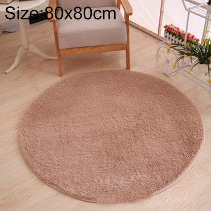 ELECTROPRIME KSolid Round Carpet Soft Fleece Mat Anti-Slip Area Rug Kids Bedroom Door Mats, Size:Diameter: 80cm(Light Tan)