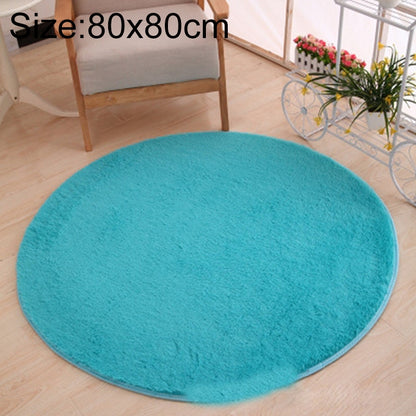 ELECTROPRIME KSolid Round Carpet Soft Fleece Mat Anti-Slip Area Rug Kids Bedroom Door Mats, Size:Diameter: 80cm(Blue)