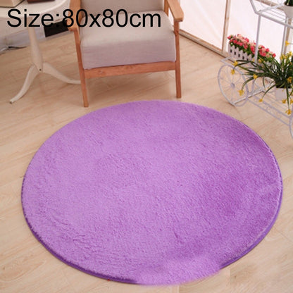 ELECTROPRIME KSolid Round Carpet Soft Fleece Mat Anti-Slip Area Rug Kids Bedroom Door Mats, Size:Diameter: 80cm(Purple)