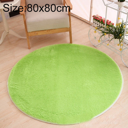 ELECTROPRIME KSolid Round Carpet Soft Fleece Mat Anti-Slip Area Rug Kids Bedroom Door Mats, Size:Diameter: 80cm(Candy Green)