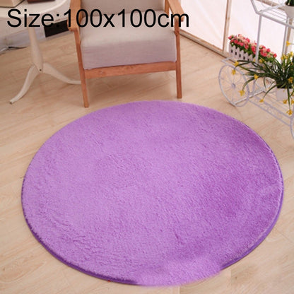 ELECTROPRIME KSolid Round Carpet Soft Fleece Mat Anti-Slip Area Rug Kids Bedroom Door Mats, Size:Diameter: 100cm(Purple)