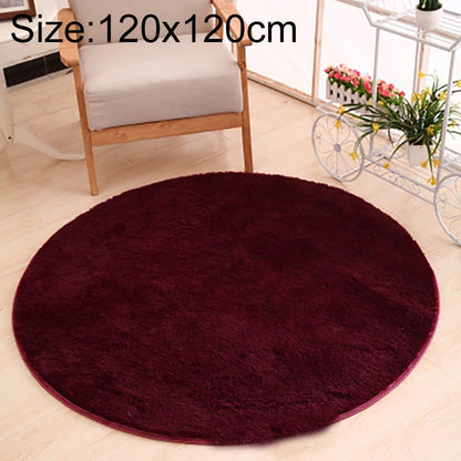 ELECTROPRIME KSolid Round Carpet Soft Fleece Mat Anti-Slip Area Rug Kids Bedroom Door Mats, Size:Diameter: 120cm(Wine Red)