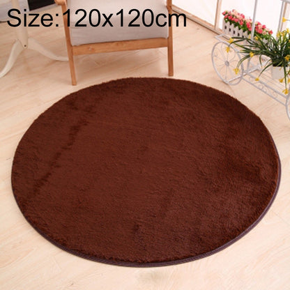 ELECTROPRIME KSolid Round Carpet Soft Fleece Mat Anti-Slip Area Rug Kids Bedroom Door Mats, Size:Diameter: 120cm(Coffee)