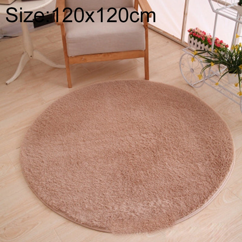 ELECTROPRIME KSolid Round Carpet Soft Fleece Mat Anti-Slip Area Rug Kids Bedroom Door Mats, Size:Diameter: 120cm(Light Tan)