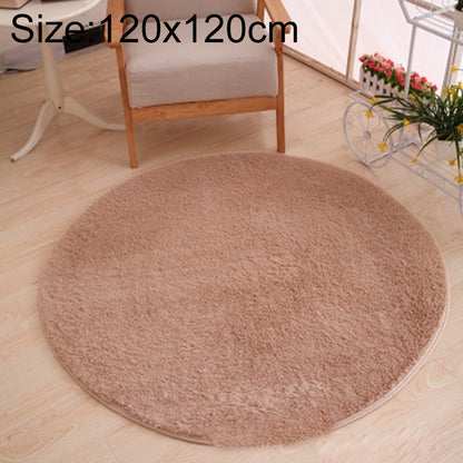 ELECTROPRIME KSolid Round Carpet Soft Fleece Mat Anti-Slip Area Rug Kids Bedroom Door Mats, Size:Diameter: 120cm(Light Tan)