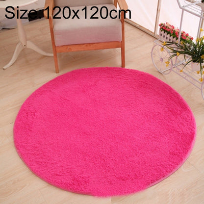 ELECTROPRIME KSolid Round Carpet Soft Fleece Mat Anti-Slip Area Rug Kids Bedroom Door Mats, Size:Diameter: 120cm(Rose Red)