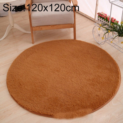 ELECTROPRIME KSolid Round Carpet Soft Fleece Mat Anti-Slip Area Rug Kids Bedroom Door Mats, Size:Diameter: 120cm(Khaki)