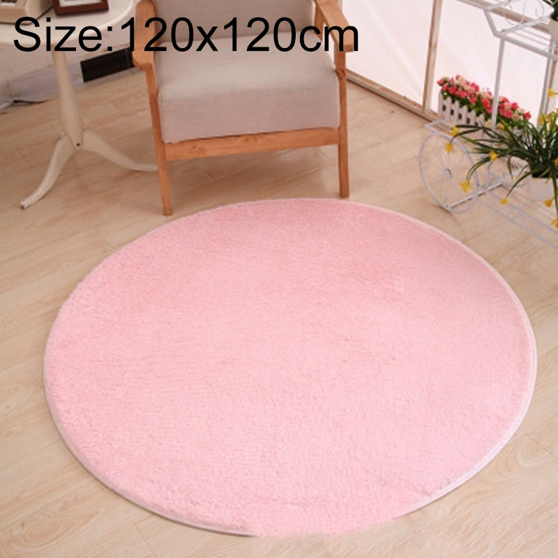 ELECTROPRIME KSolid Round Carpet Soft Fleece Mat Anti-Slip Area Rug Kids Bedroom Door Mats, Size:Diameter: 120cm(Pink)