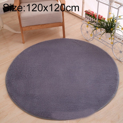 ELECTROPRIME KSolid Round Carpet Soft Fleece Mat Anti-Slip Area Rug Kids Bedroom Door Mats, Size:Diameter: 120cm(Silver Grey)