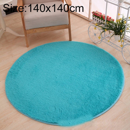 ELECTROPRIME KSolid Round Carpet Soft Fleece Mat Anti-Slip Area Rug Kids Bedroom Door Mats, Size:Diameter: 140cm(Blue)