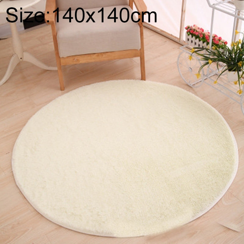 ELECTROPRIME KSolid Round Carpet Soft Fleece Mat Anti-Slip Area Rug Kids Bedroom Door Mats, Size:Diameter: 140cm(White)