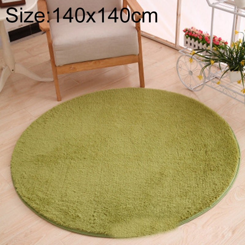 ELECTROPRIME KSolid Round Carpet Soft Fleece Mat Anti-Slip Area Rug Kids Bedroom Door Mats, Size:Diameter: 140cm(Grass Green)